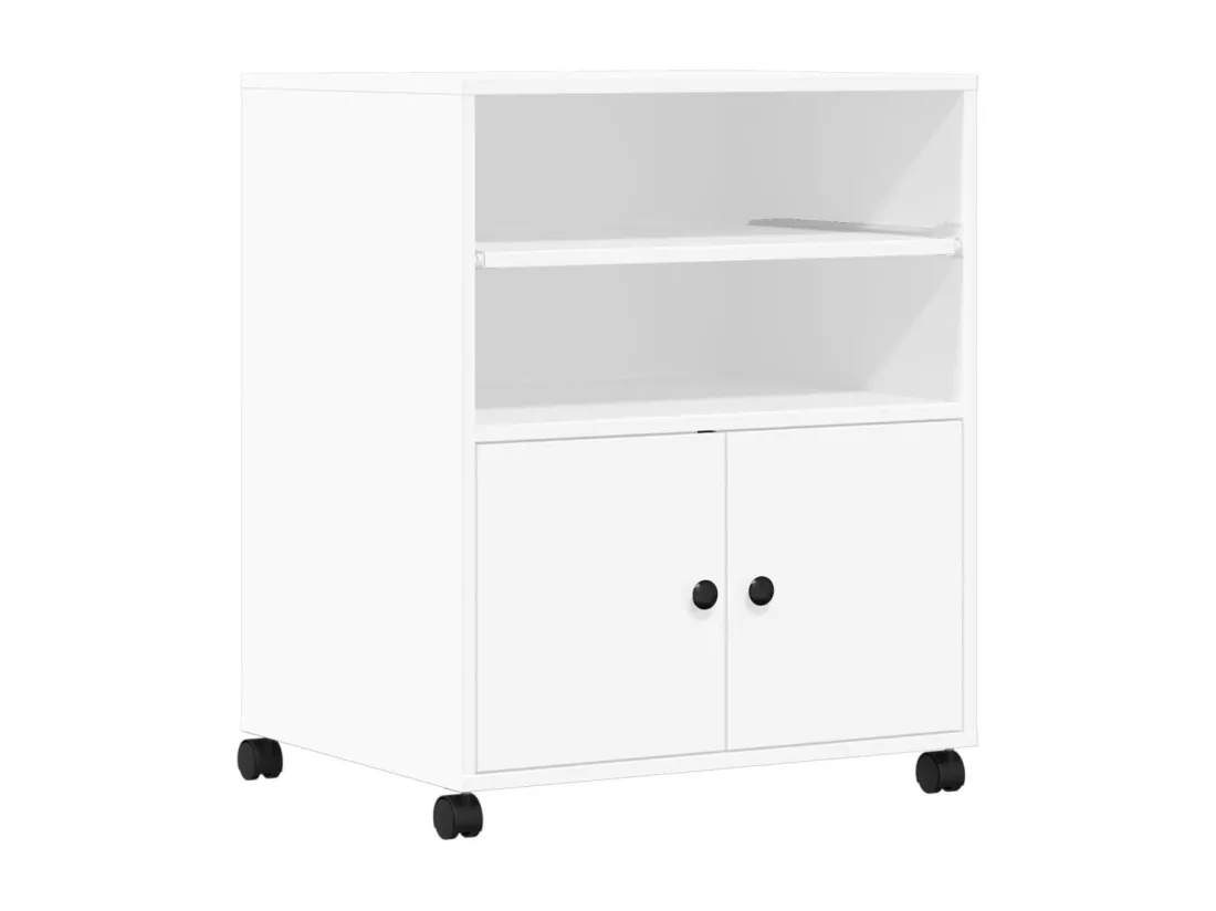 Support d'imprimante avec roulettes blanc 60x48x74 cm