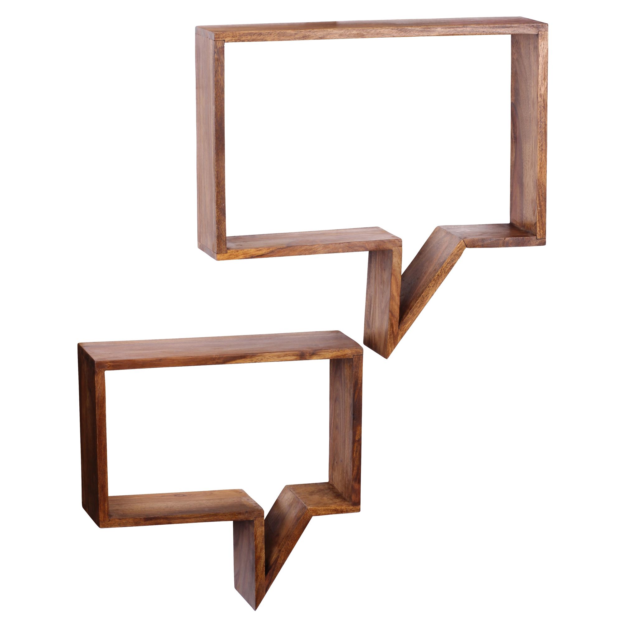 FineBuy 2er Set Wandregale Massivholz Sheesham Regal Wand Wandboard Cubes