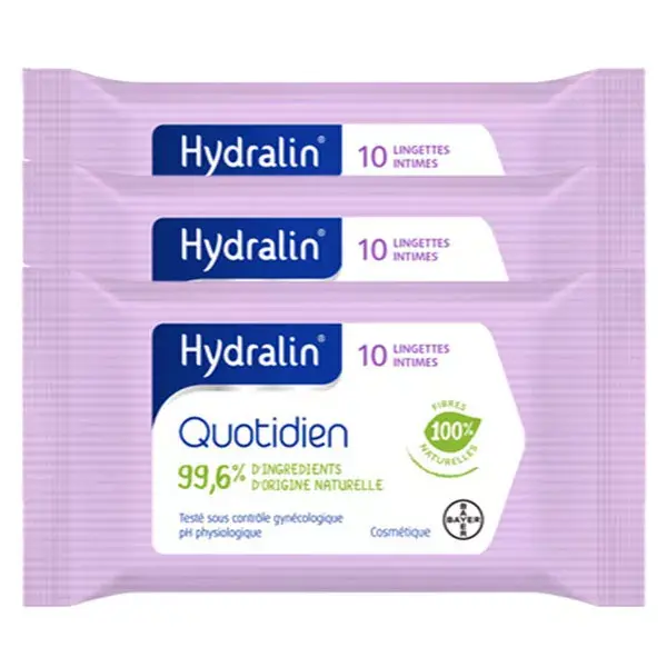 Lenços umedecidos íntimos diários Hydralin® - Pacote com 3 unidades
