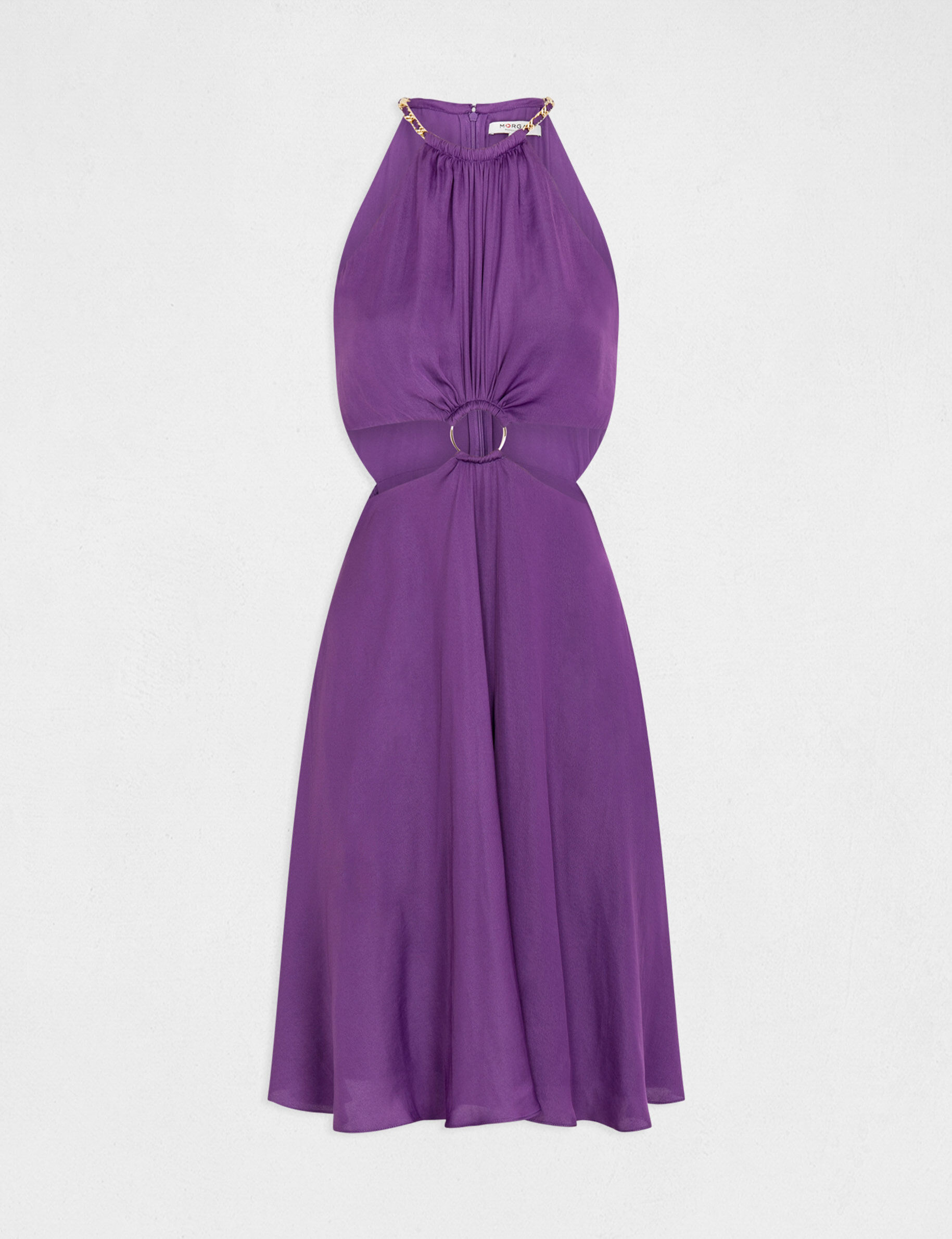 Robe évasée avec anneau et ouvertures violet fonce femme - violet_fonce