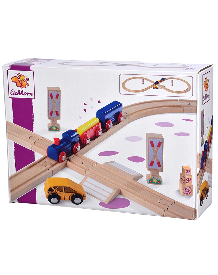 Holz-Eisenbahn-Set ACHTERBAHN 28-teilig
