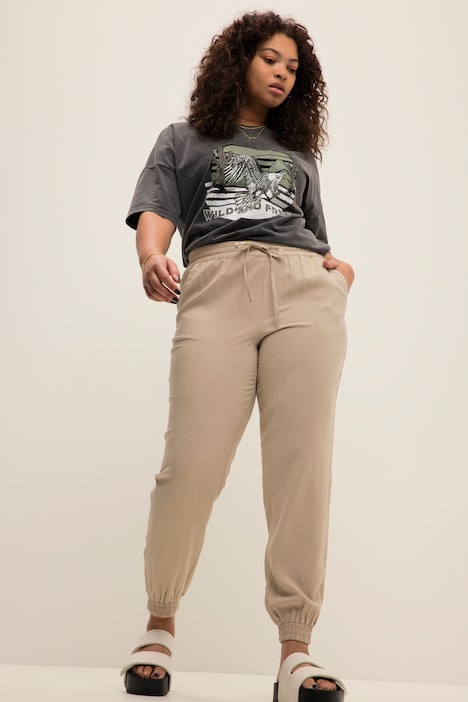 Jogginghose, wide Legs, Elastikbund, Elastastiksaum