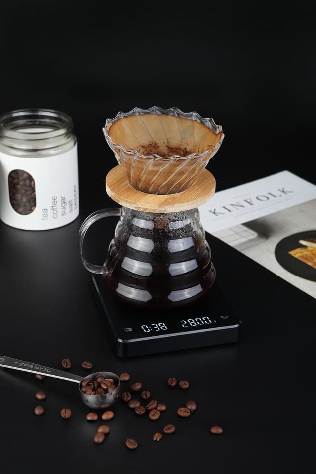 Genopladelig kaffevægt med timer 3 kg / 0,1 g Sort