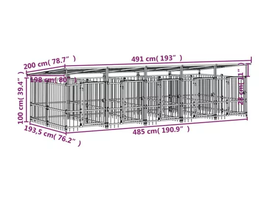 Chenil cage enclos pac noire 491 x 198 x 128 cm 02_0041774