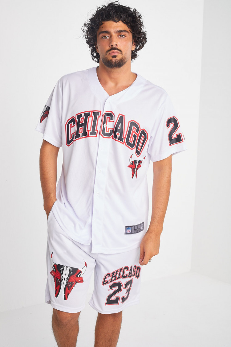Ensemble 2 pièces chemise + short chicago blanc ,rouge et noir