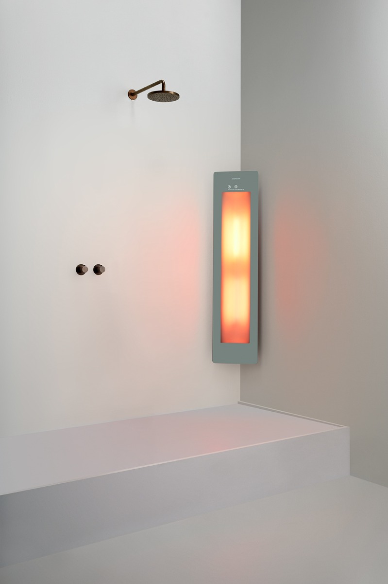Sunshower Round One Medium Organic Grey infraroodlamp 33x140x10cm hoekopbouw