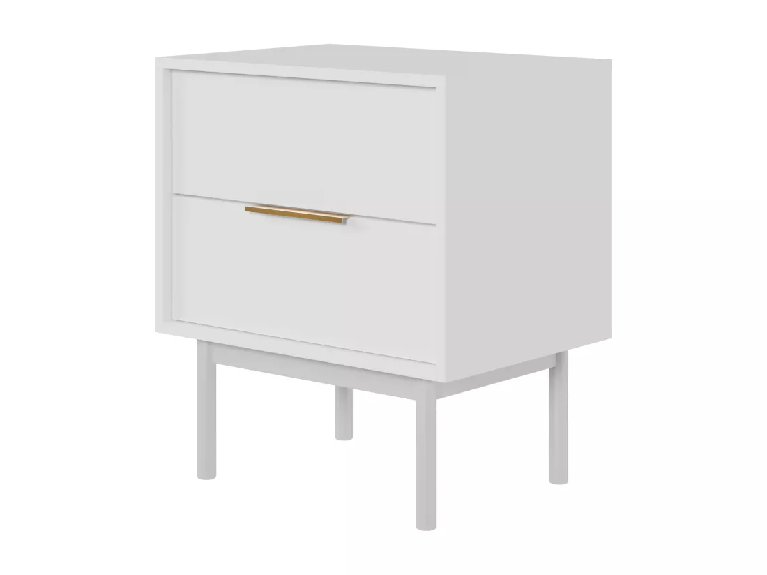 Table de chevet avec 2 tiroirs - 54 cm - blanc- VIVIARO