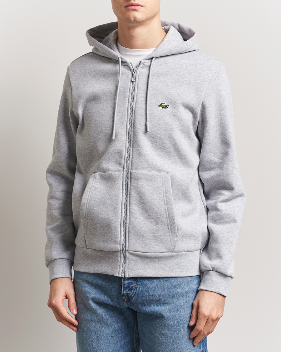 Lacoste Full Zip Hoodie Silver Chine