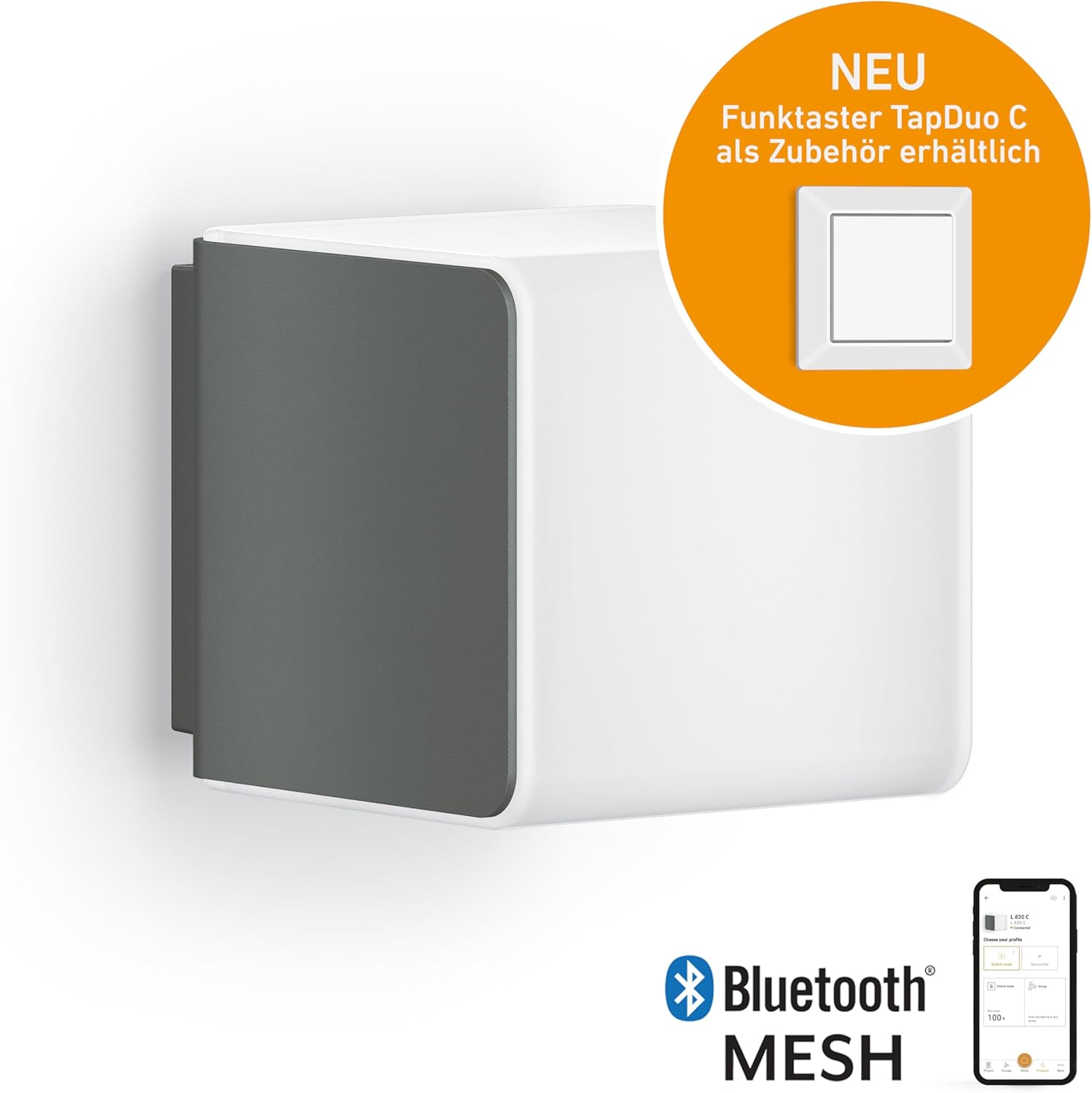 Steinel LED Außenleuchte L 830 C Connect, smarte Wandleuchte außen, App Steuerung, Außenwandleuchte dimmbar, 3000 K Warmweiß, 9.1 W, Anthrazit