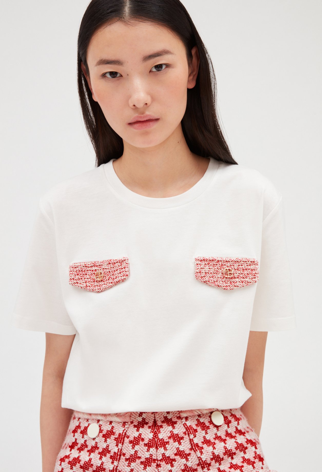 T-shirt ecru poches tweed