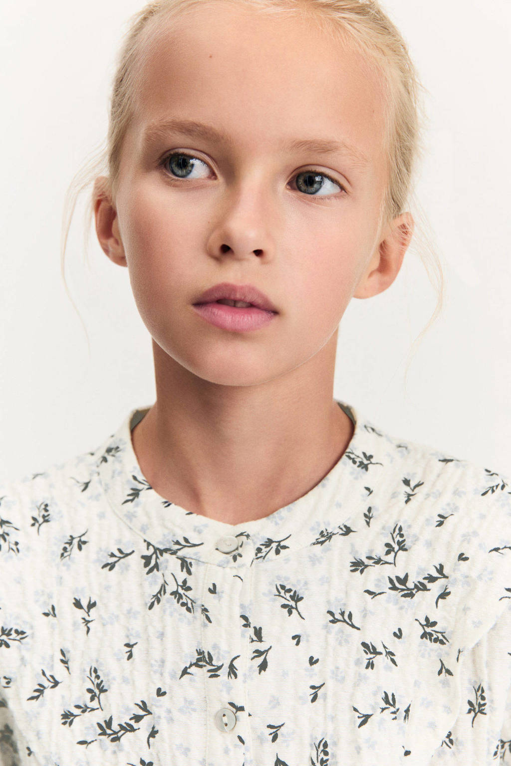Mango Kids gebloemde blouse offwhite/blauw