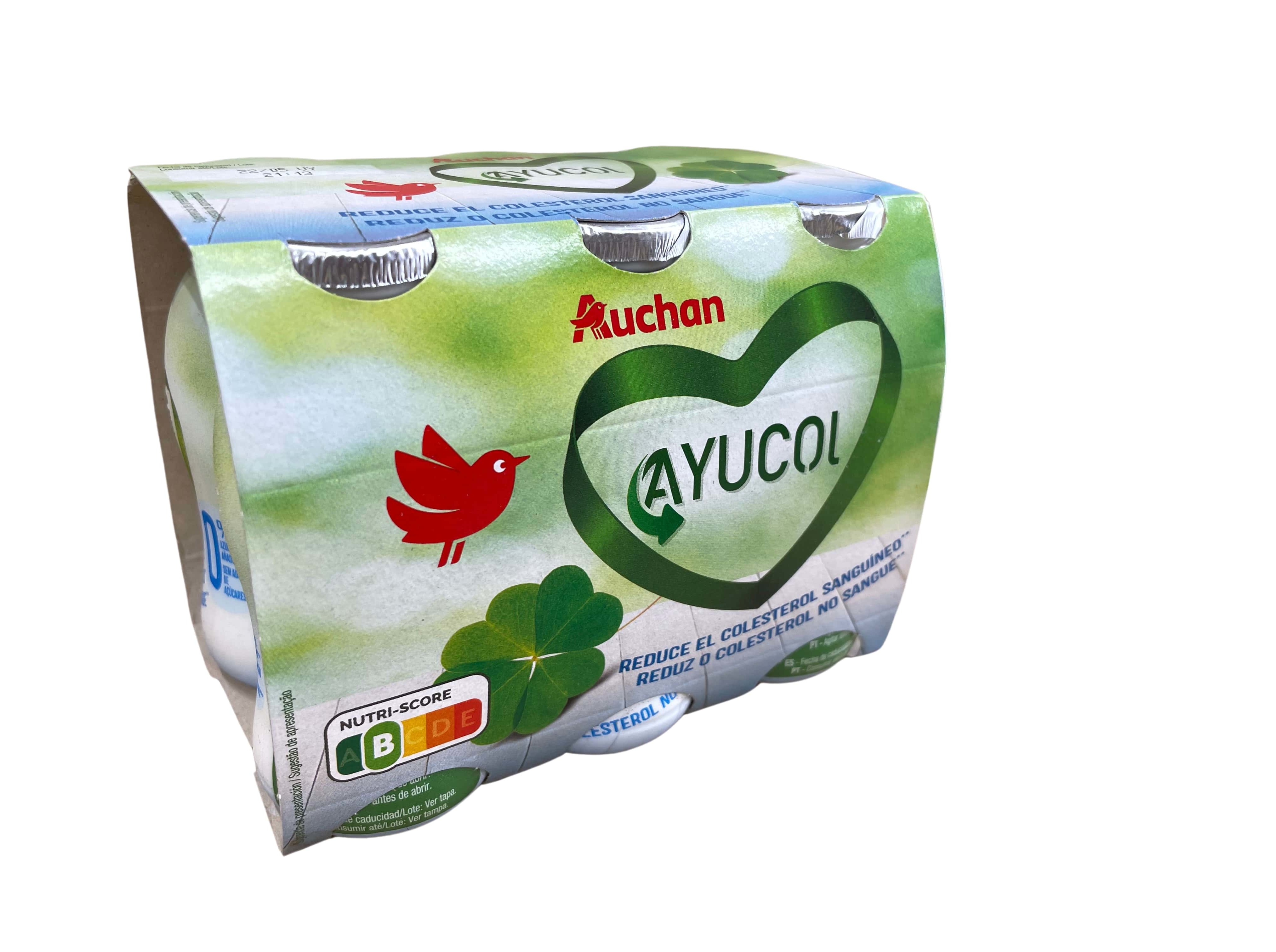 LEITE AUCHAN FERMENTADO NATURAL COLESTEROL 6X100G