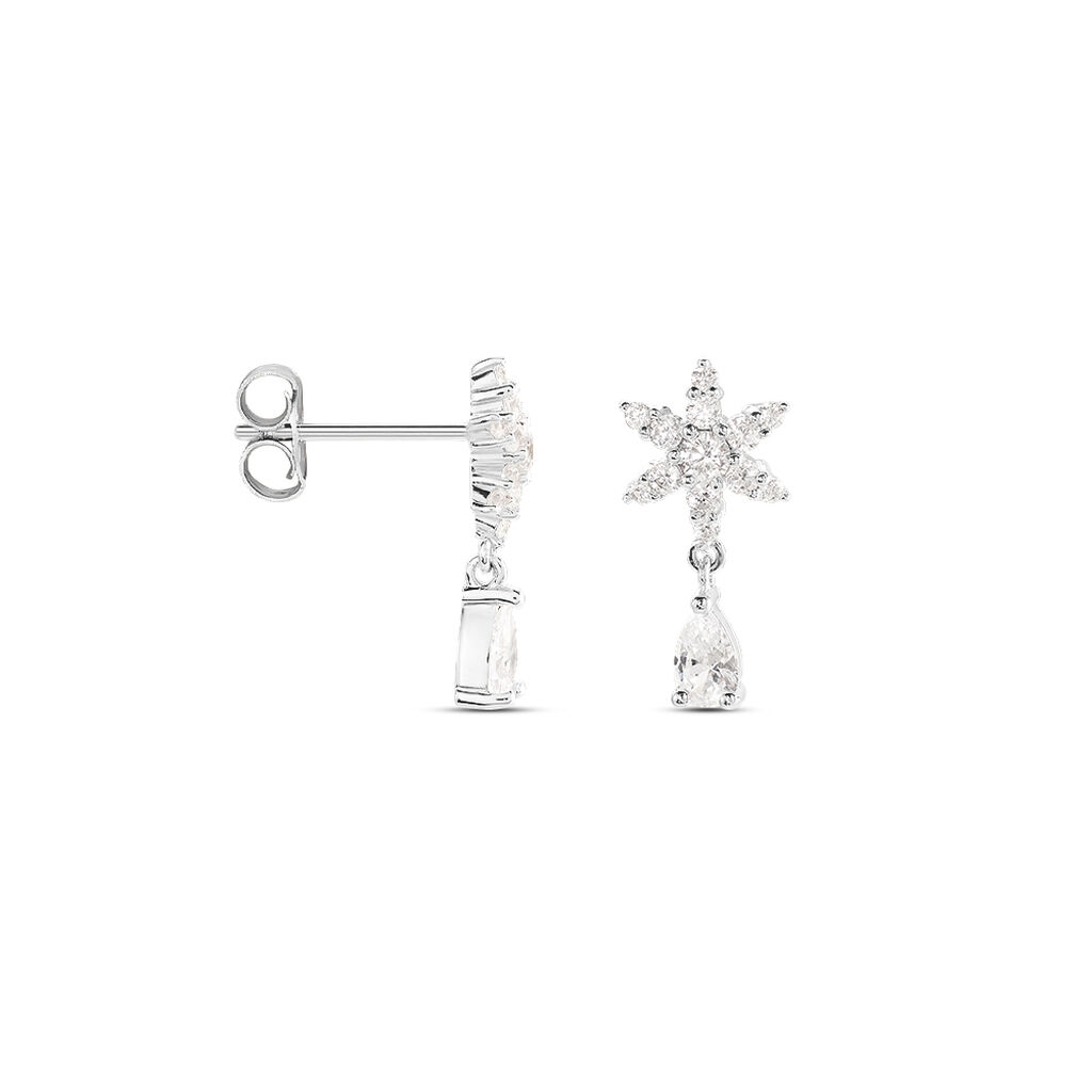 Boucles D'oreilles Pendantes Linas Argent Blanc Oxyde De Zirconium