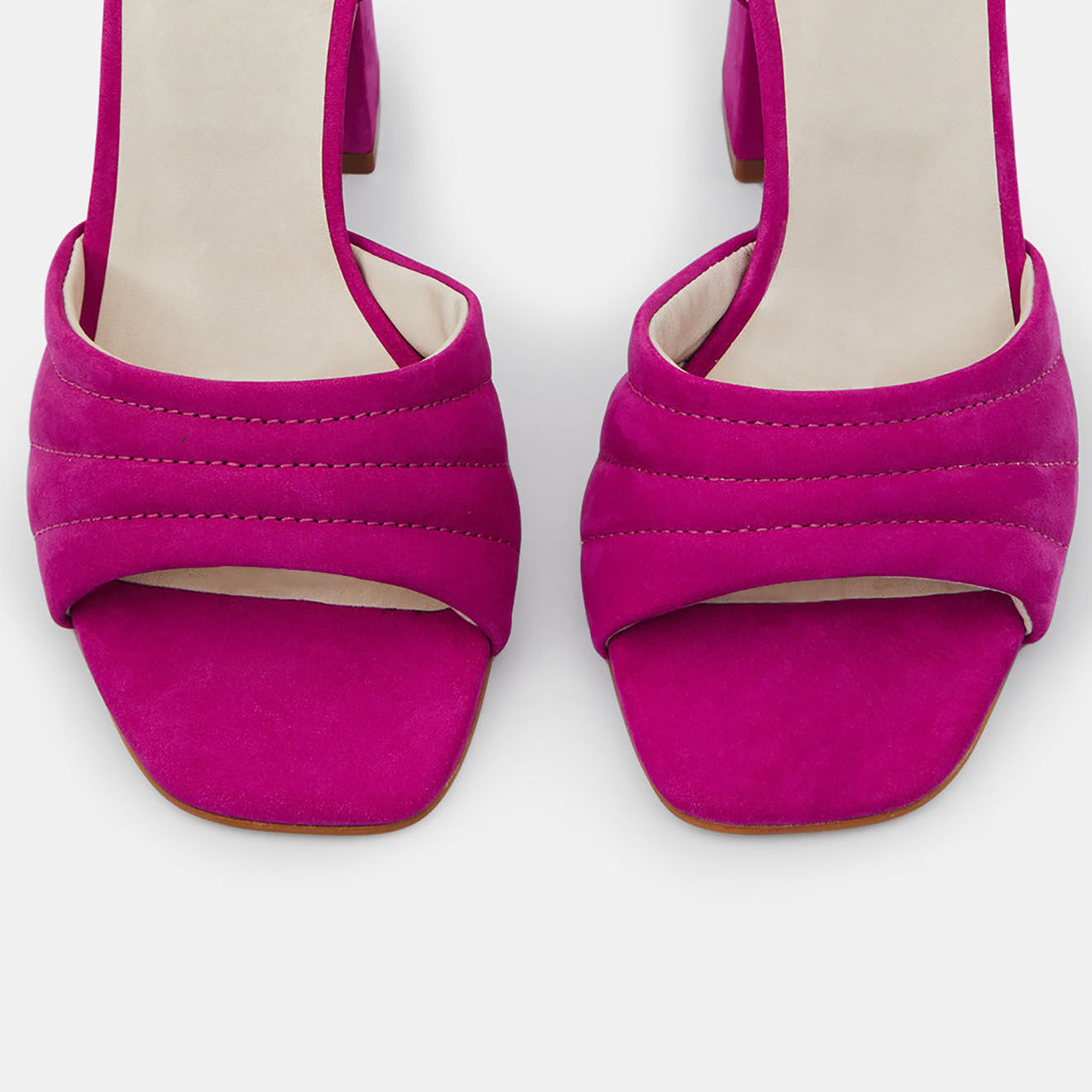 Galeries Lafayette Sandales à talon en Cuir matelassées fuchsia - Talon 8 cm