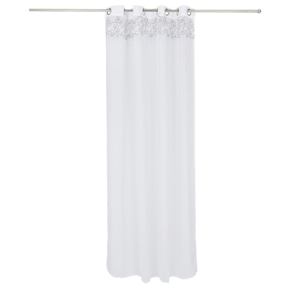 Voilage polyester 140x240cm imprimé gris et blanc