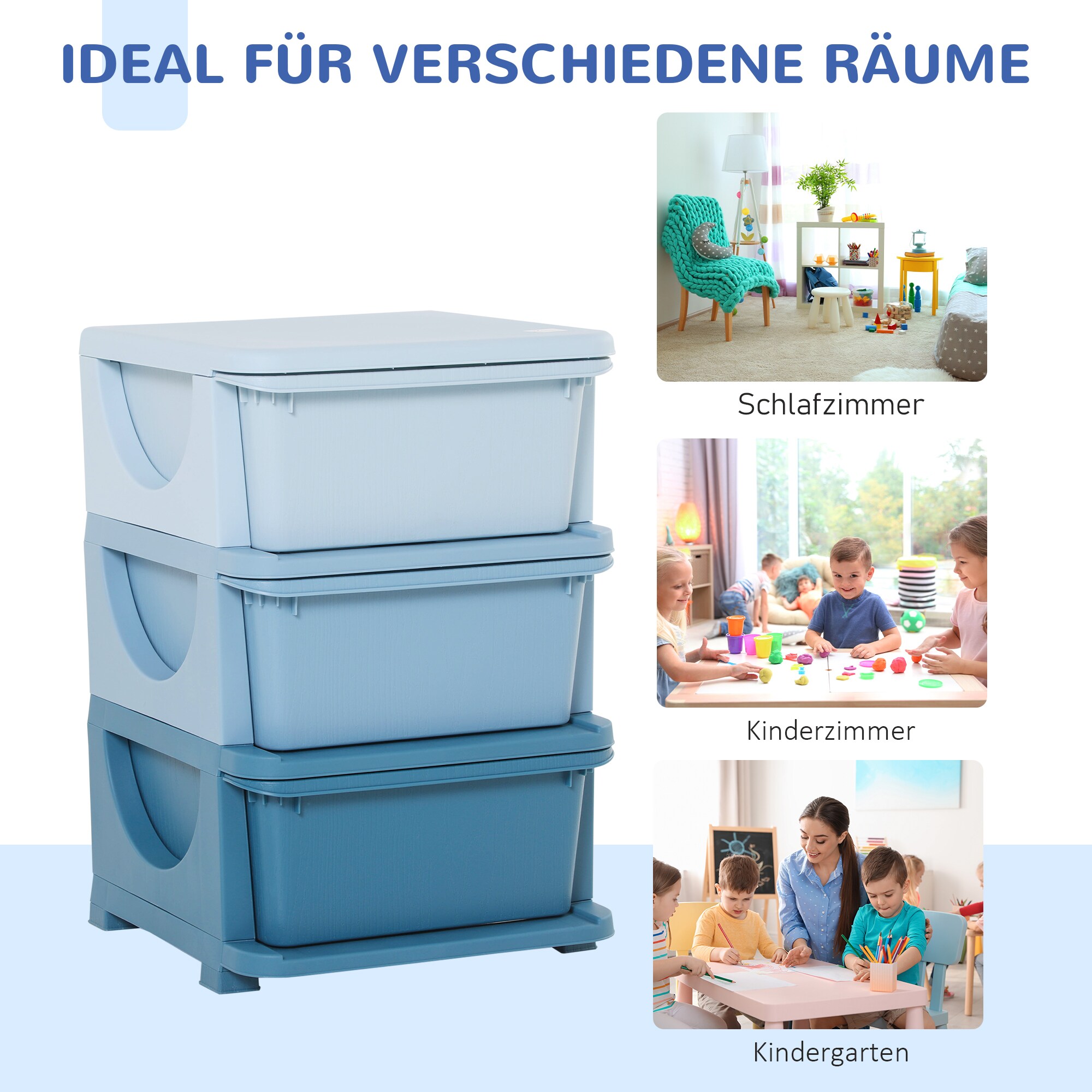 HOMCOM Aufbewahrungsboxen für Spielzeug 37 x 37 x 56,5 cm (LxBxH)