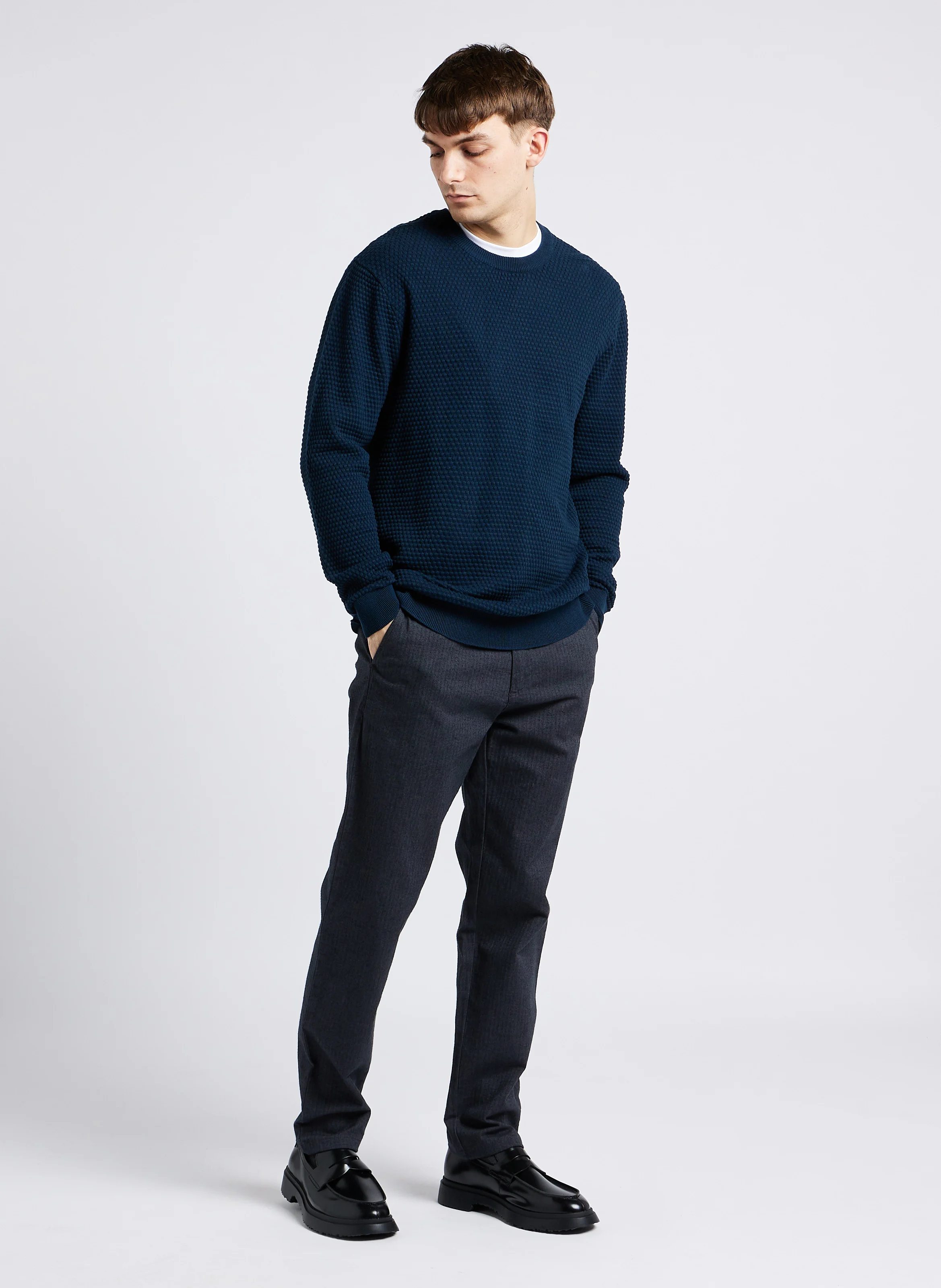 VAGN - Pull droit col rond en coton bio | Bleu