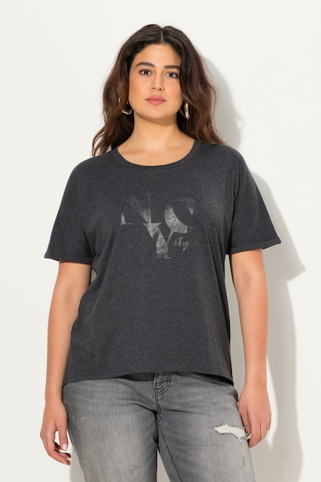T-Shirt, Schriftmotiv, Oversized, Rundhals, Halbarm