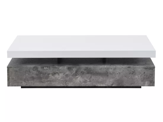 Table basse avec 2 tiroirs en MDF - Béton et blanc - FELIX