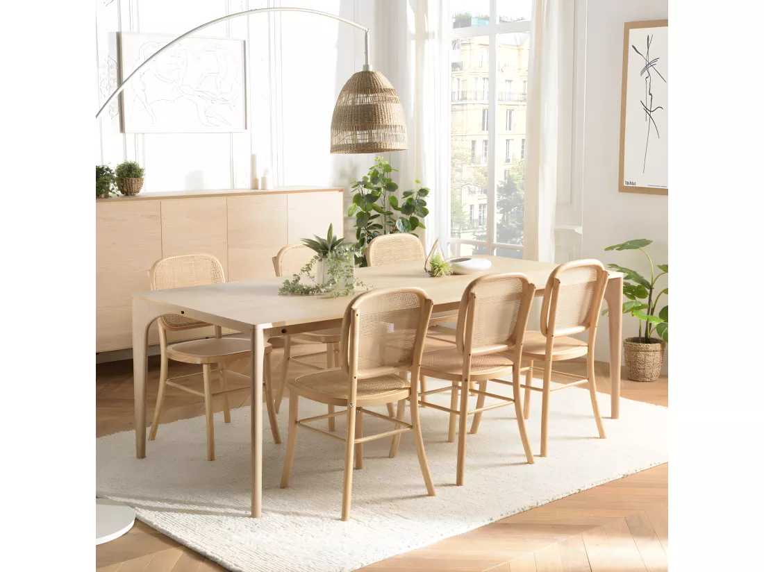 MADISON - Table à manger rect. 220x100cm naturelle pieds chêne massif