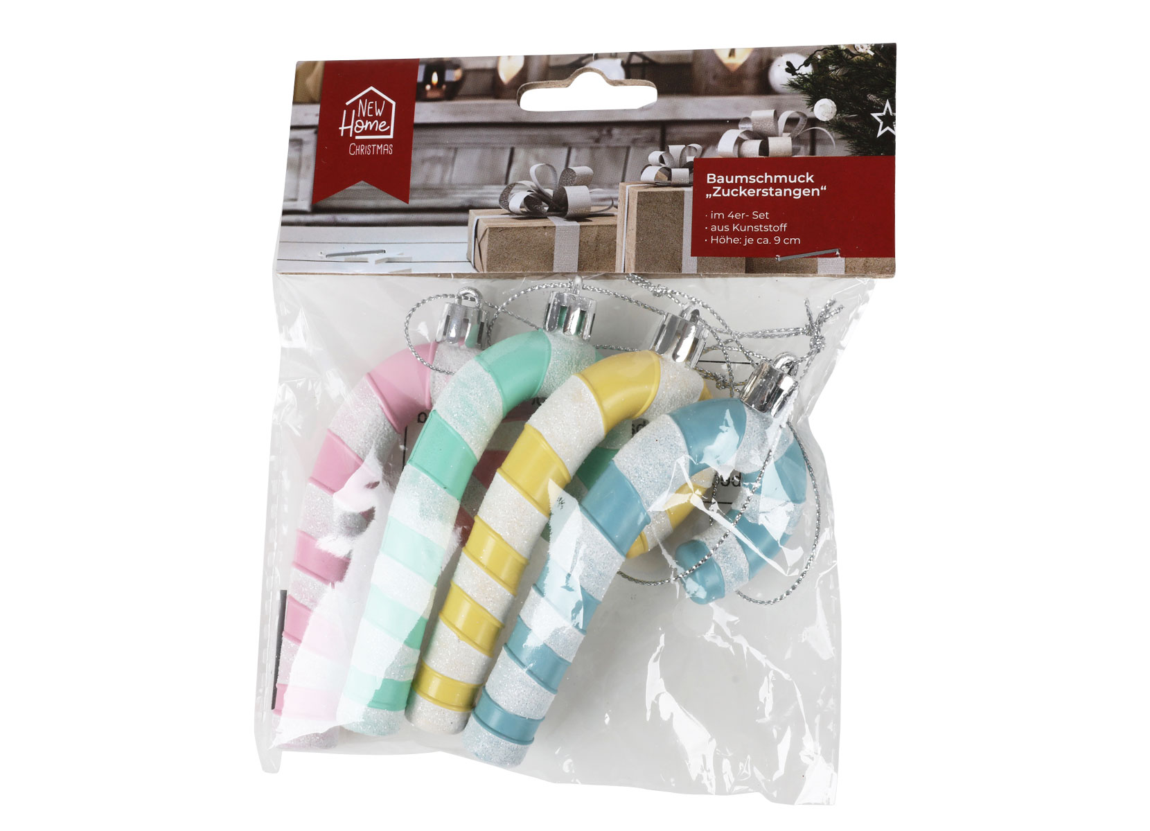 Baumschmuck Zuckerstangen 4er-Set 9cm Candycolors