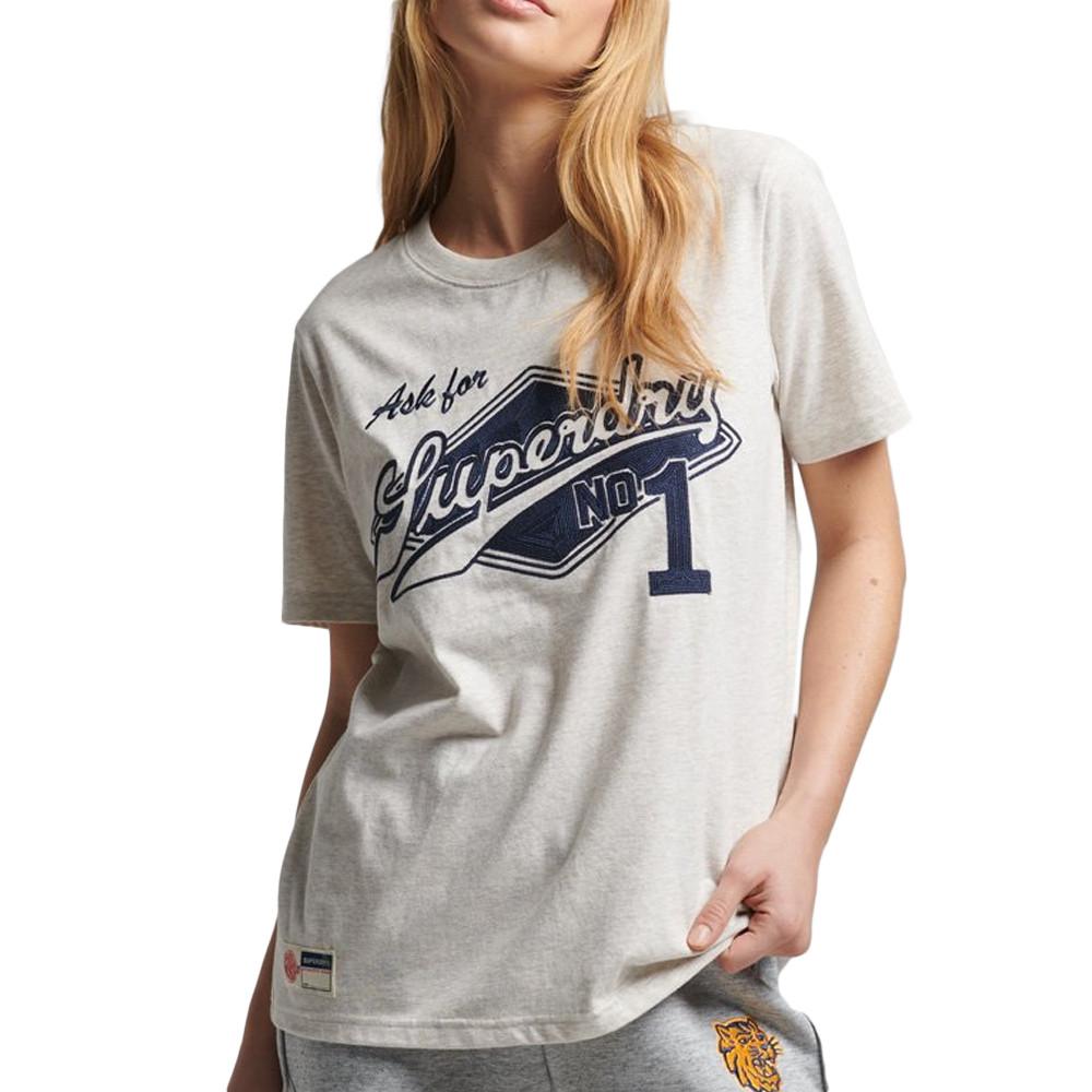 Superdry T-shirt Écru/Gris Femme Superdry Script Style