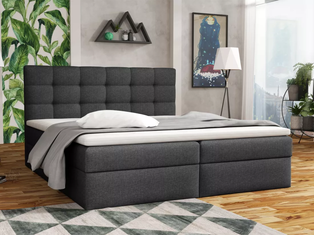LIT BOXSPRING avec coffre de lit Glame 180x200 cm, Orinoco 100 (Noir)