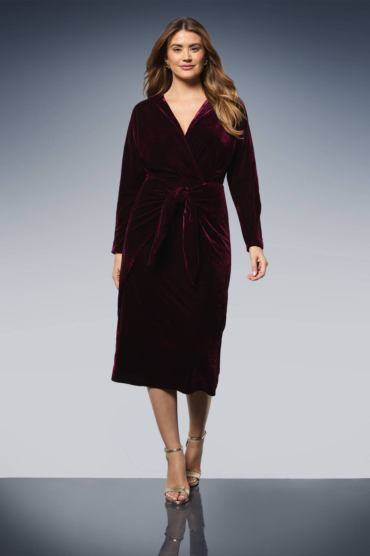 Wallis Robe Mi-longue en Velours avec Détail Nœud