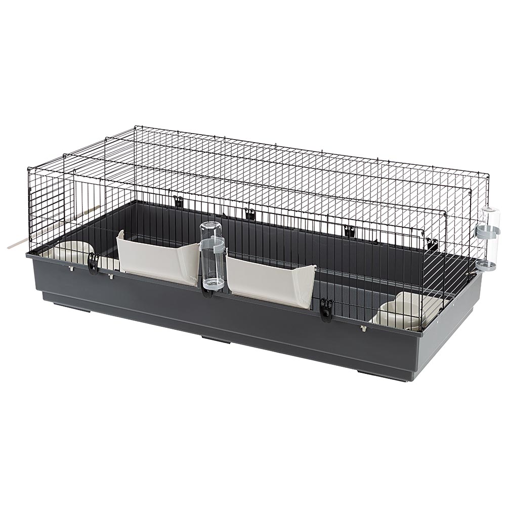 Ferplast cage pour rongeurs rabbit 140 pour lapins, cochons d'inde, cochons d'inde, en métal, accessoires inclus : mangeoires,
