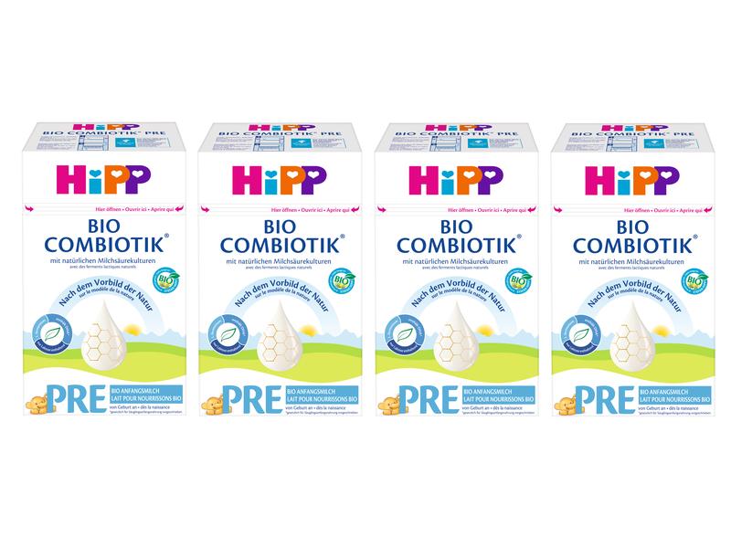 HIPP Anfangsmilch Pre Bio Combiotik 4x 600 g Milchnahrung im praktischen Vorratspack