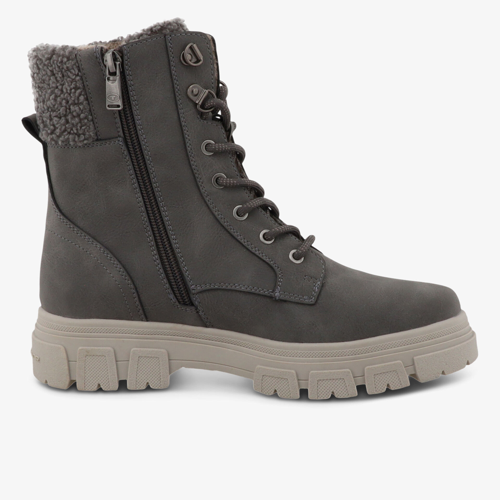 TOM TAILOR Damen Schnürstiefeletten grau