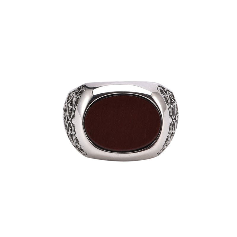 Bague Chevalière Homme Argent Noblesse oeil De Tigre Rouge