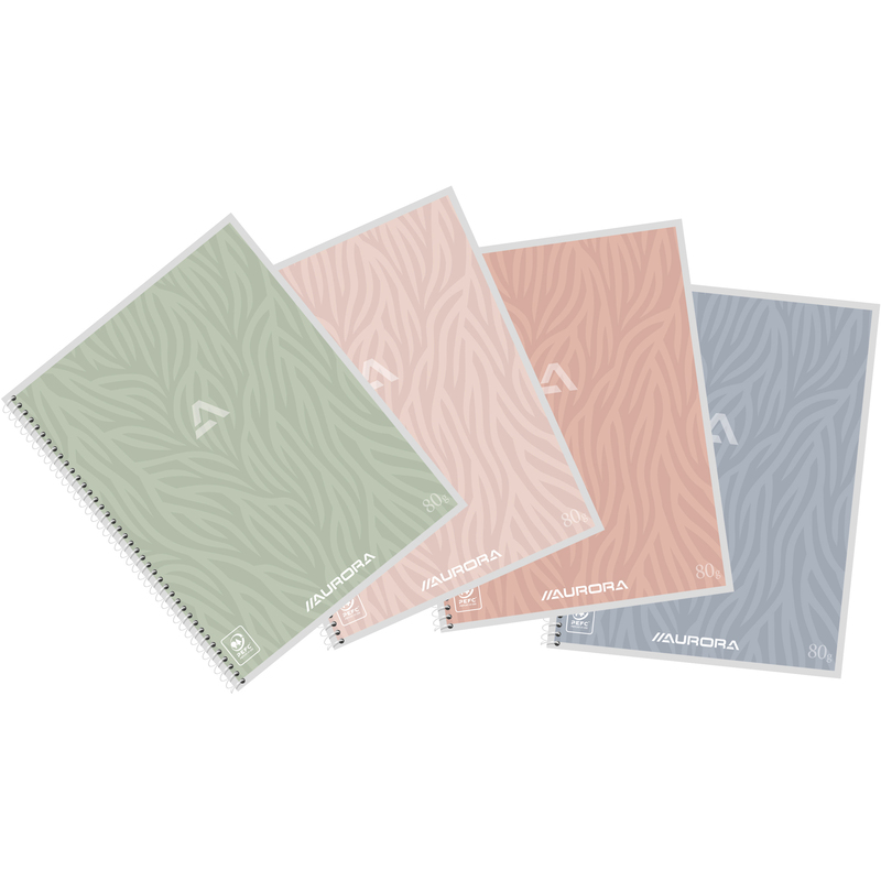 Aurora Spiralheft, A5, liniert, assortiert