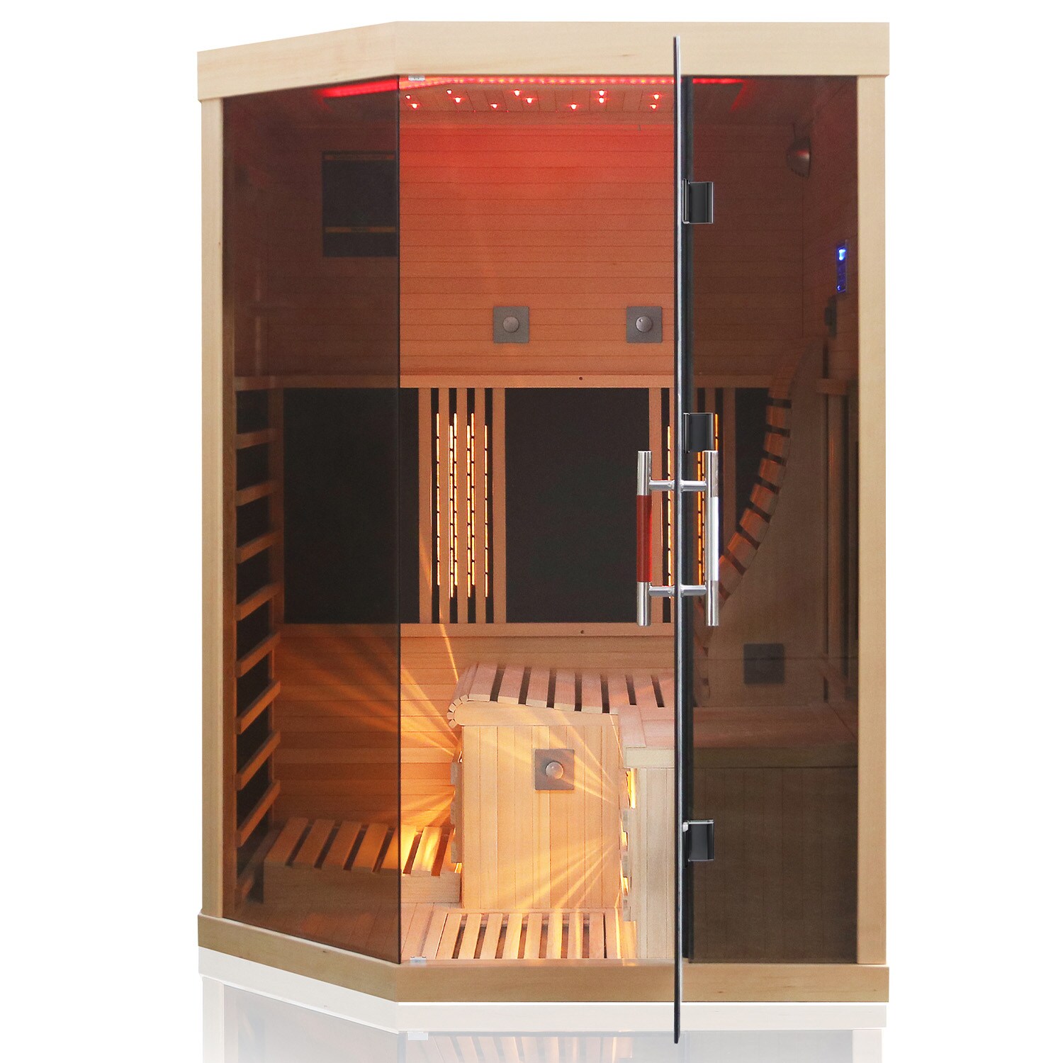 Dewello® Infrarotsauna Infrarotkabine OTTAWA 140x120cm 1-2 Person inkl. 6 Vollspektrumstrahler, 2 Karbonstrahler, 2 Personen