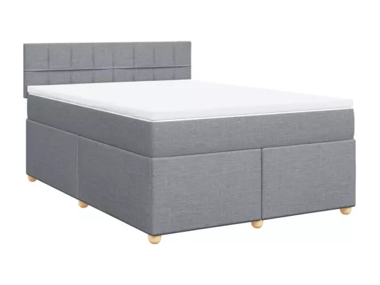 Sommier à lattes de lit avec matelas Gris clair 160x200cm Tissu