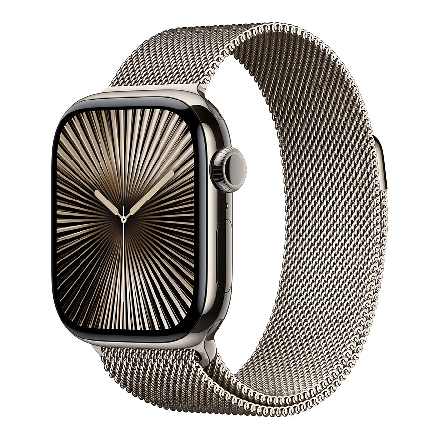 Apple Watch Series 10 GPS + Cellular - Titane Naturel - Bracelet Milanais - 42 mm