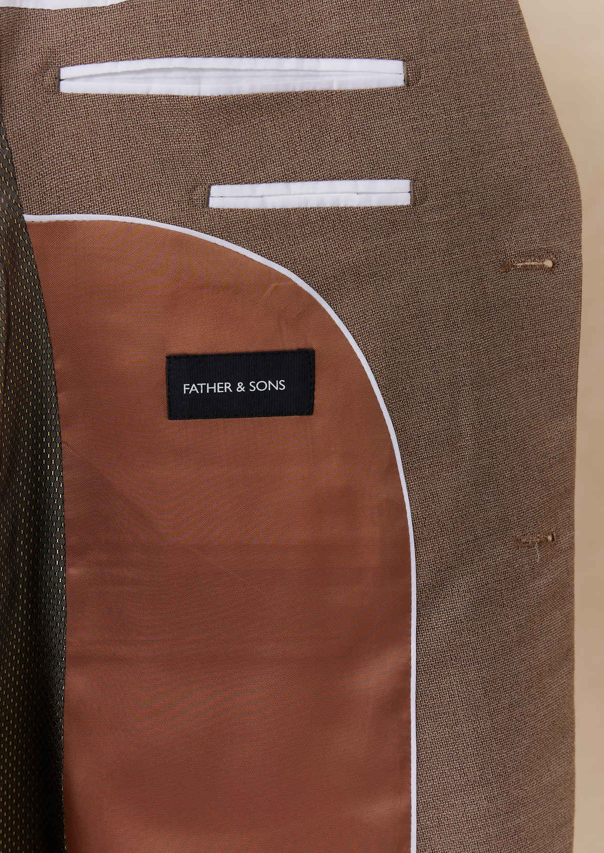 Costume 2 pièces Slim en laine et soie stretch unies terracotta