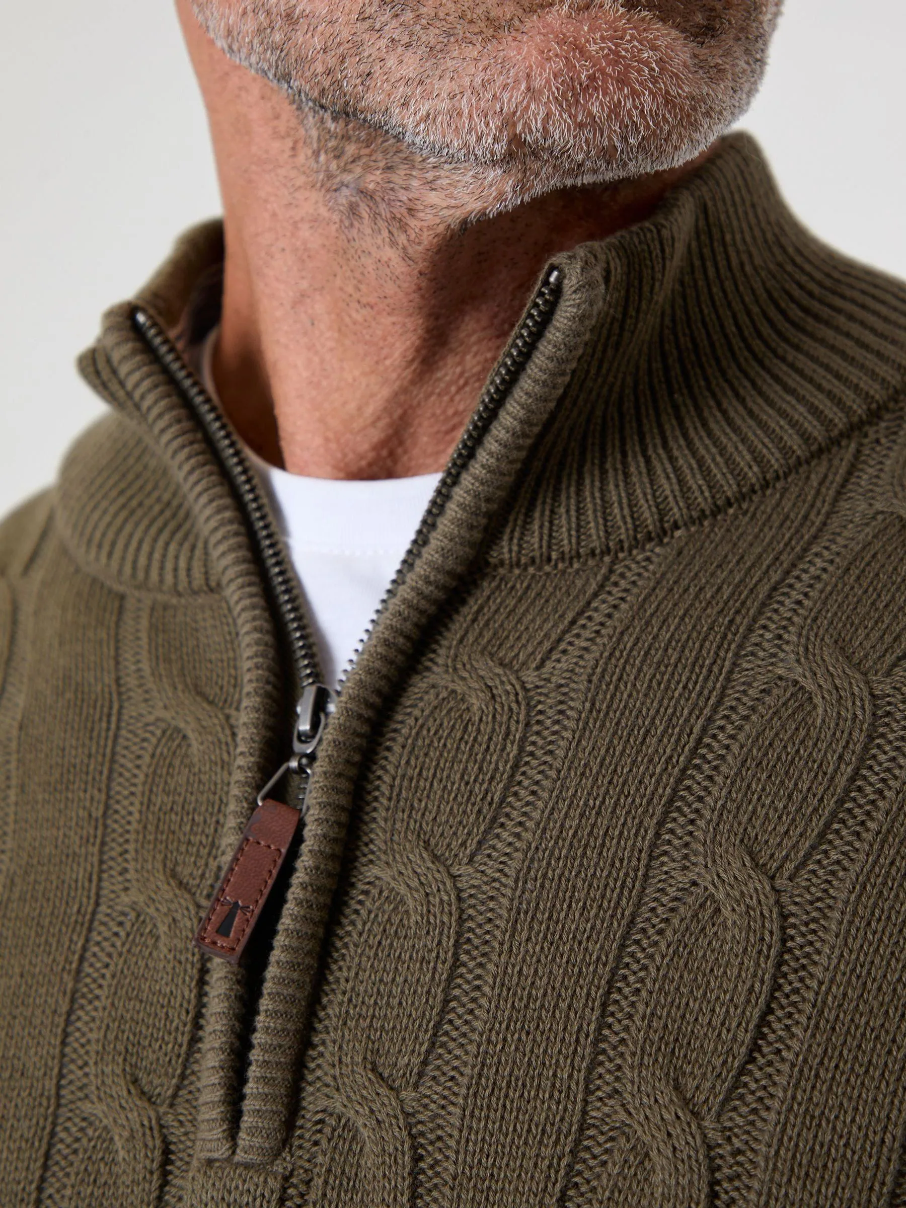 Groen - Saltwell Cable Knit Quarter Zip Jumper