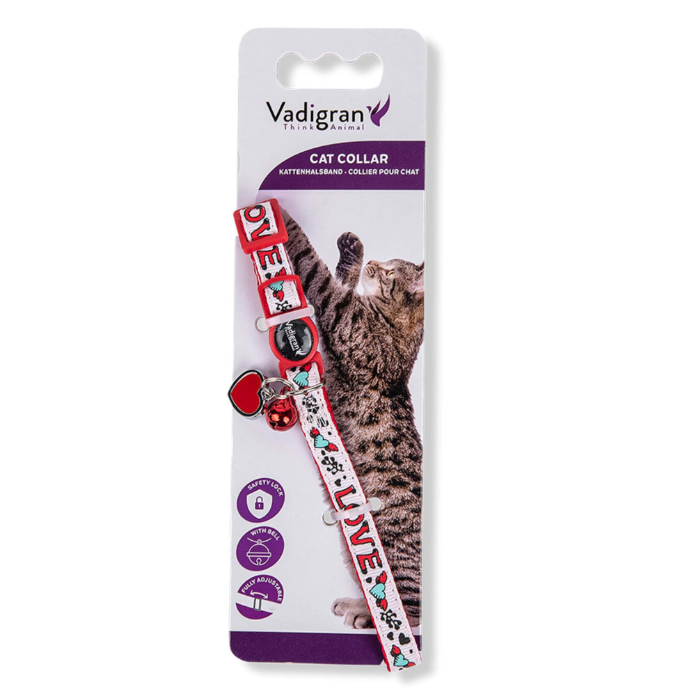 Collier love blanc 20-30cm x 10mm pour chat