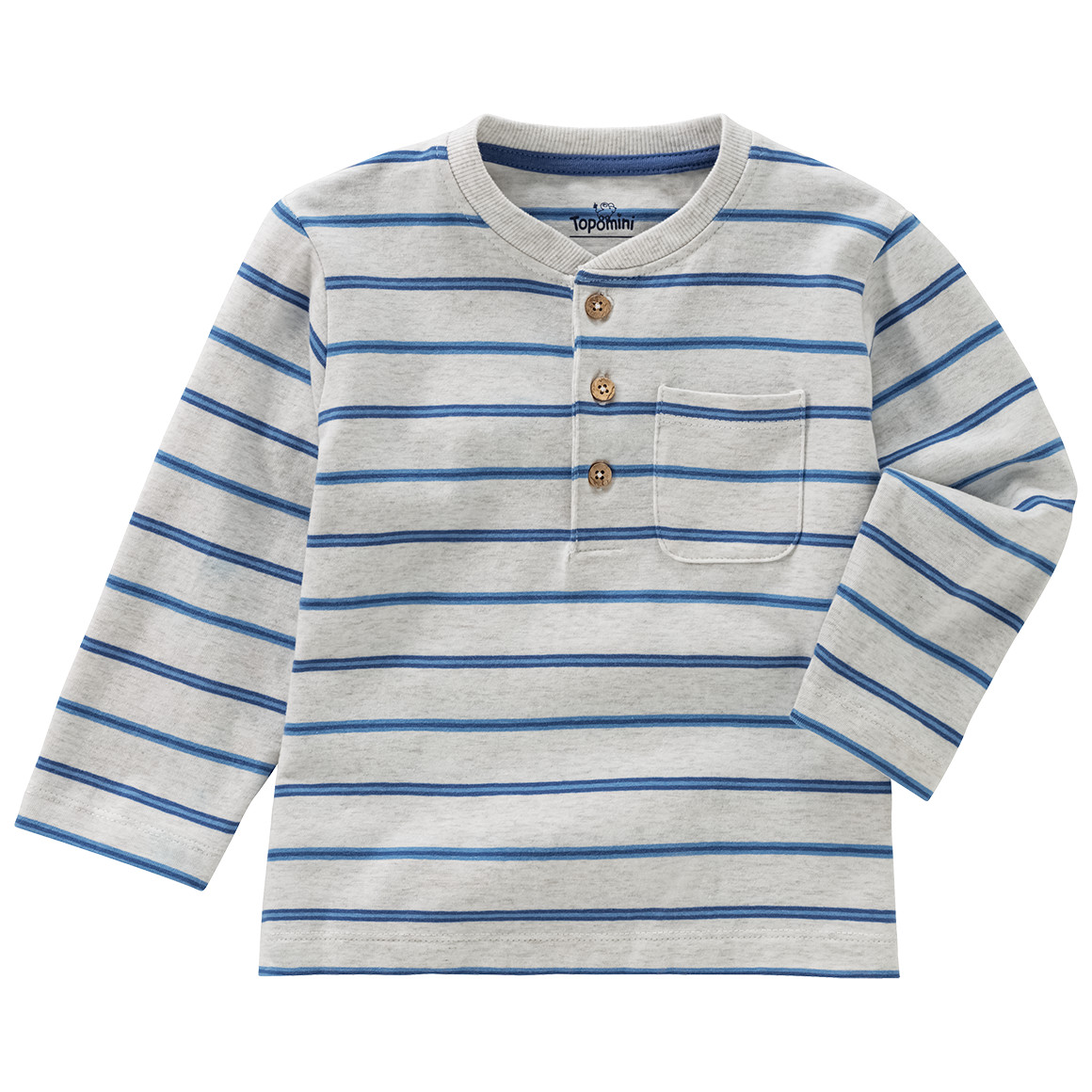 Topomini Baby Langarmshirt mit Ringeln weiss / blau