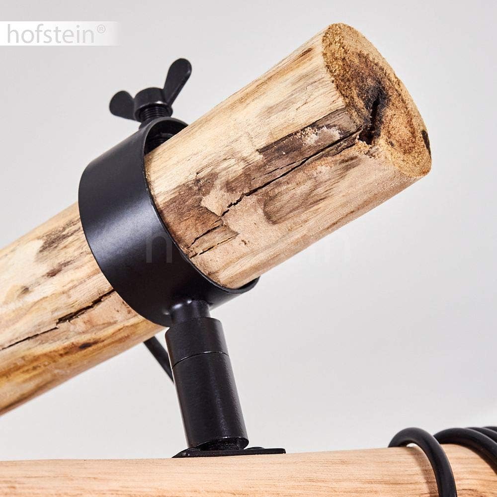 HOFSTEIN Hängeleuchte Gondo, Vintage Hängelampe aus Metall in schwarz und Holz, 4-flammig, 4 x E27, Höhe max. 158 cm (verstellbar), Leuchtenköpfe sind individuell einstellbar, mit Gitter-Schirmen