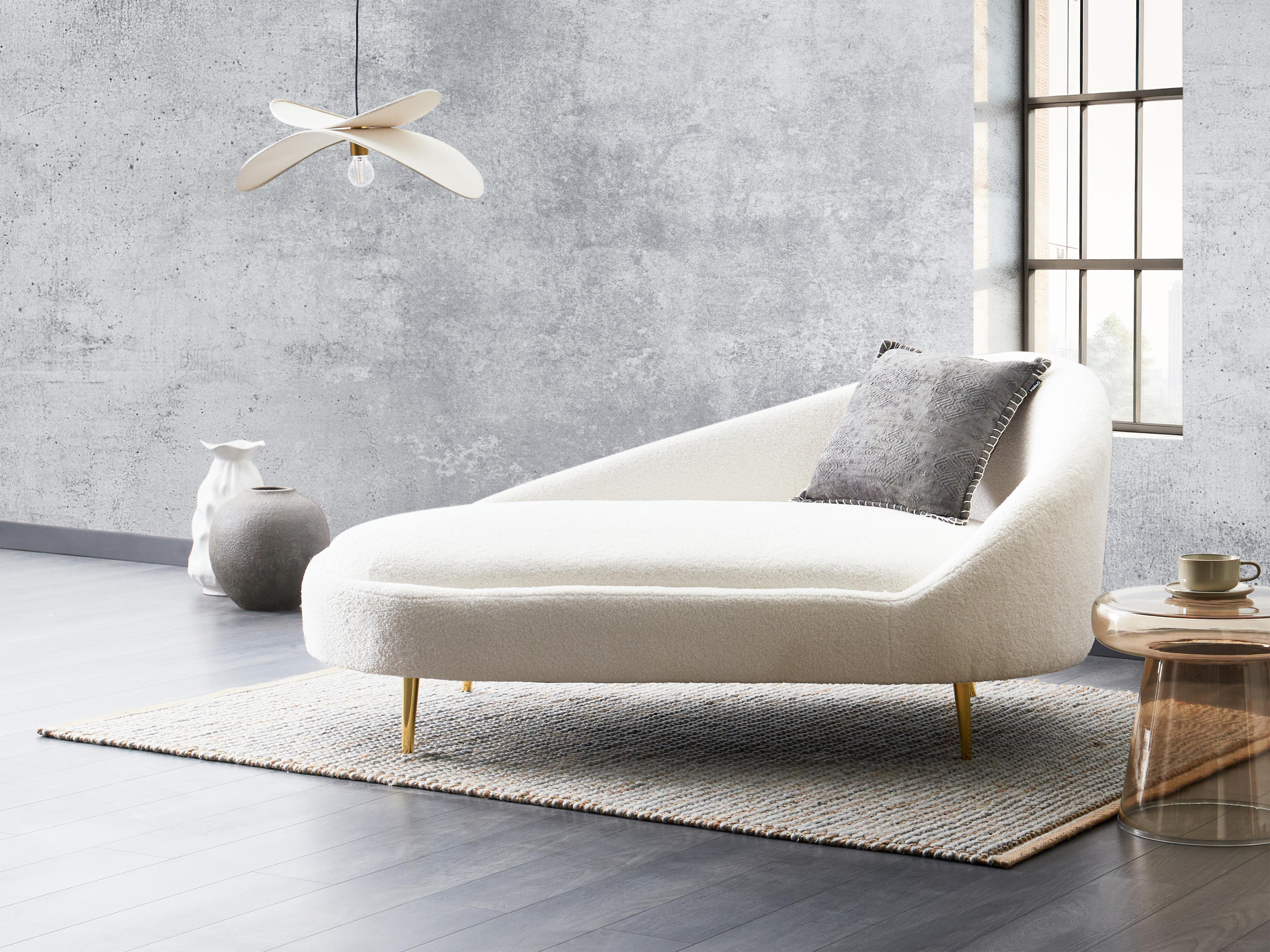 Rechtszijdige chaise longue VALREAS Bouclé Gebroken wit
