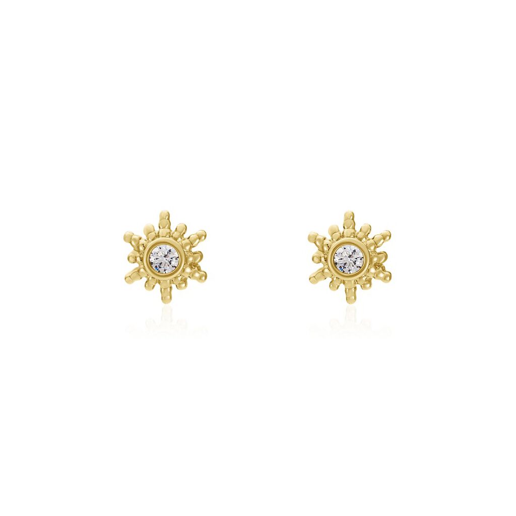 Boucles D'oreilles Puces Eirian Plaqué Or Jaune Oxyde De Zirconium