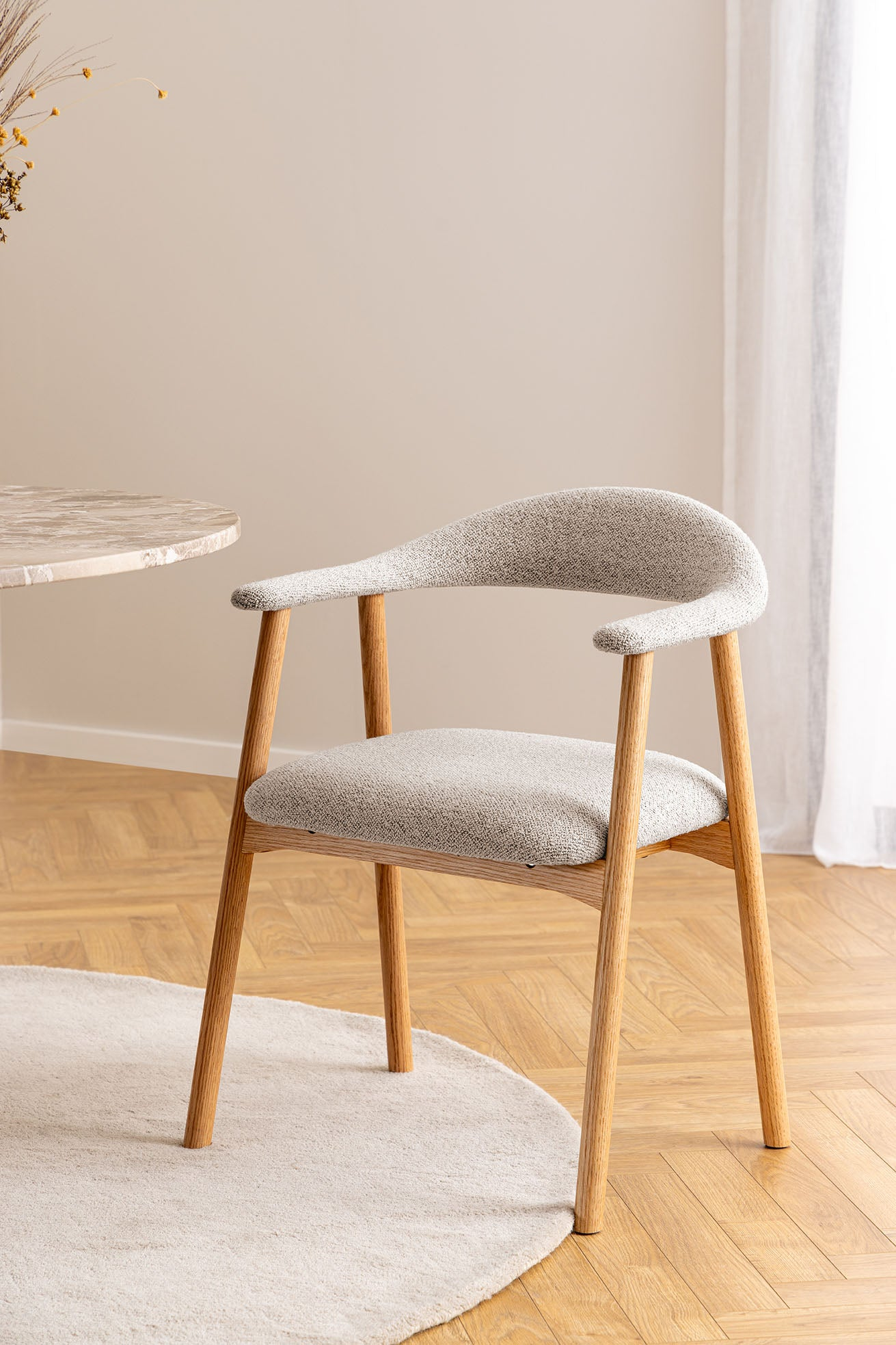 Joren Eetkamerstoel - Set van 2 - Beige Bouclé