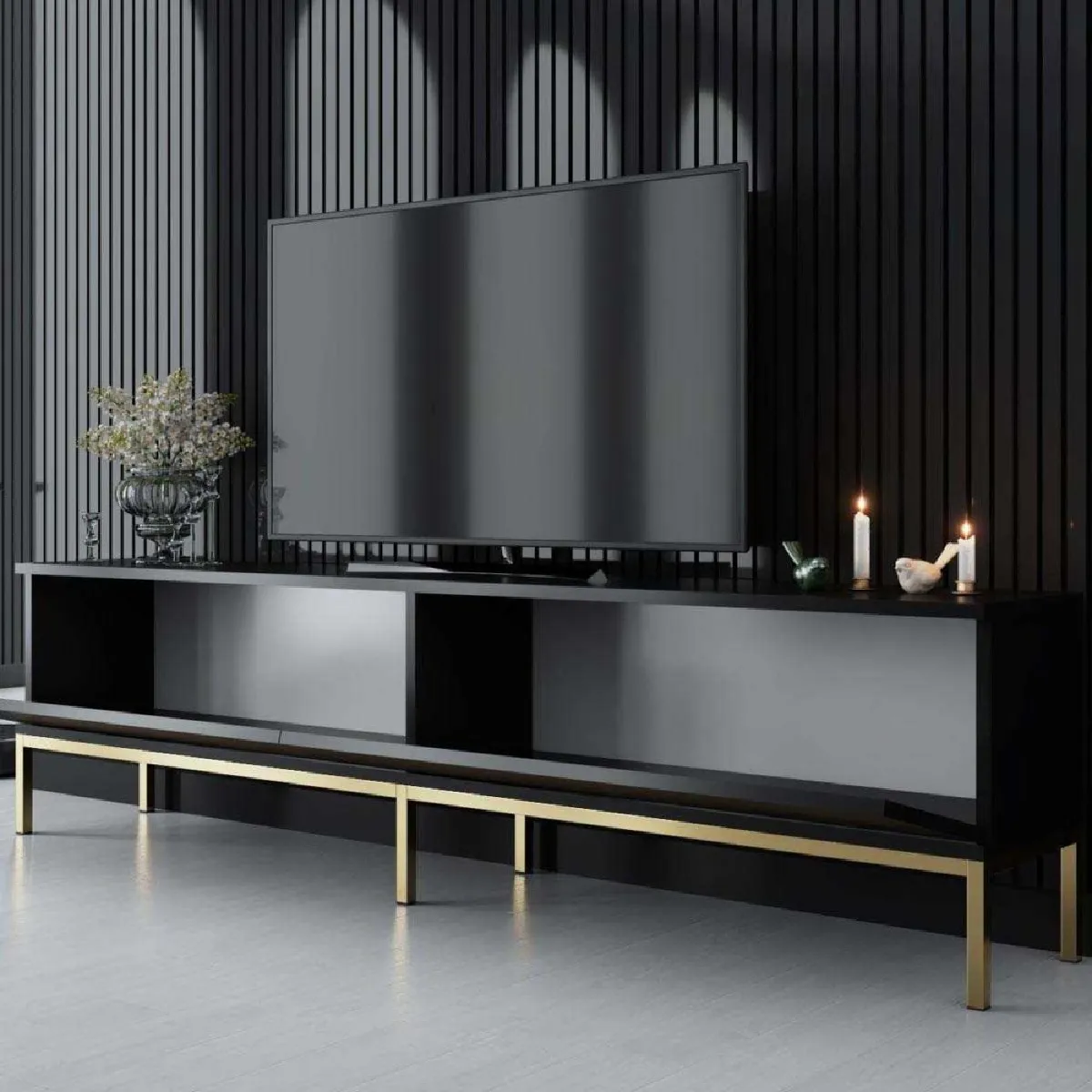Hanah Home Meuble TV Lord - Noir et Doré