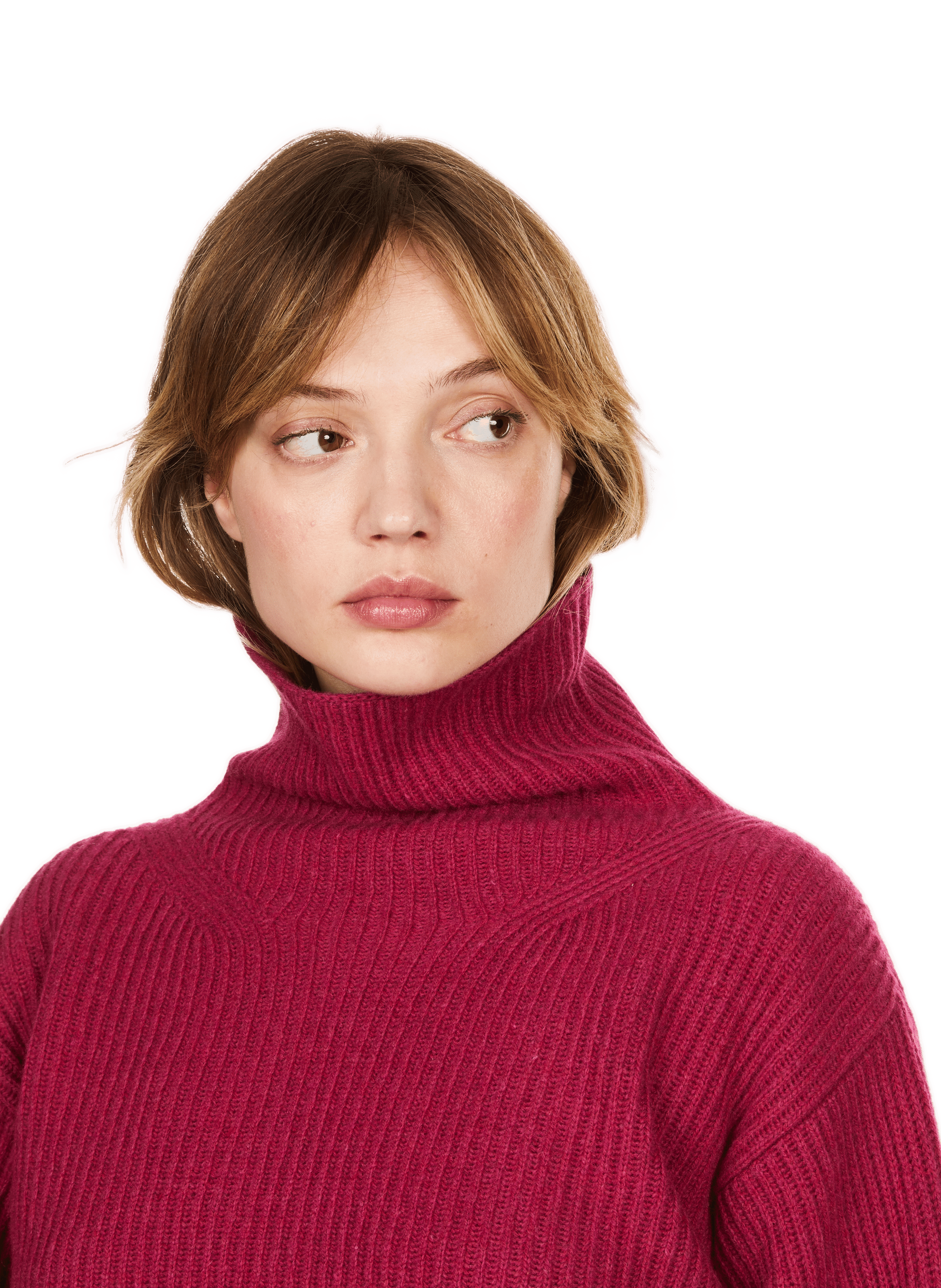 SERAN - Pull droit maille côtelée| Rose