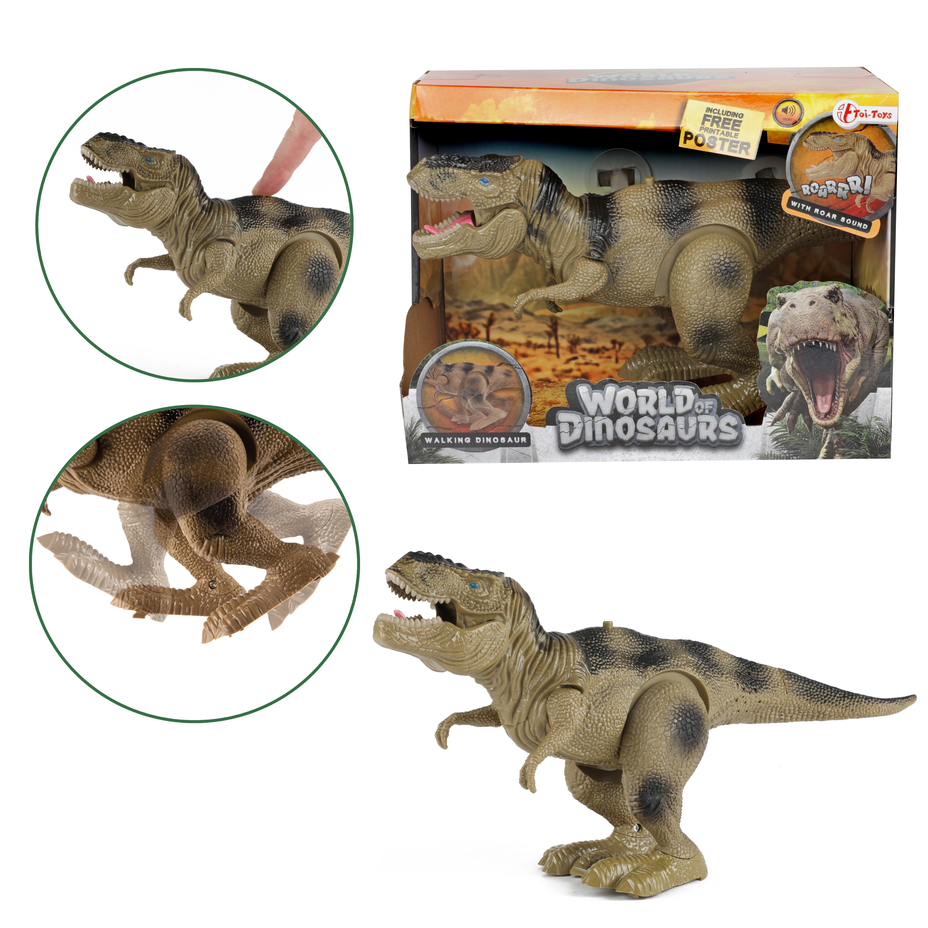 Toi-Toys 31510A - World of Dinosaurs - Dino T-Rex (laufend, mit Ton) Dinosaurier Walking Sound