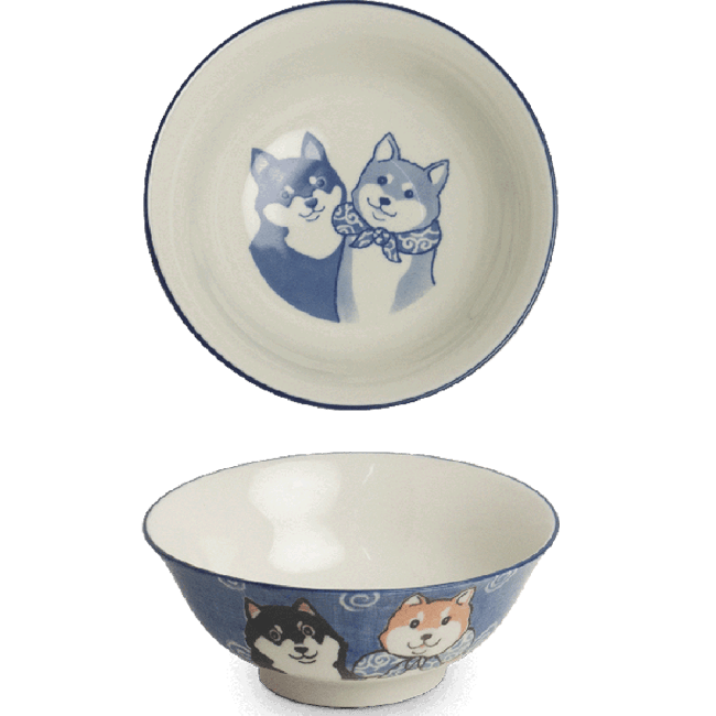 Kom Shiba Hond Blauw 21cm