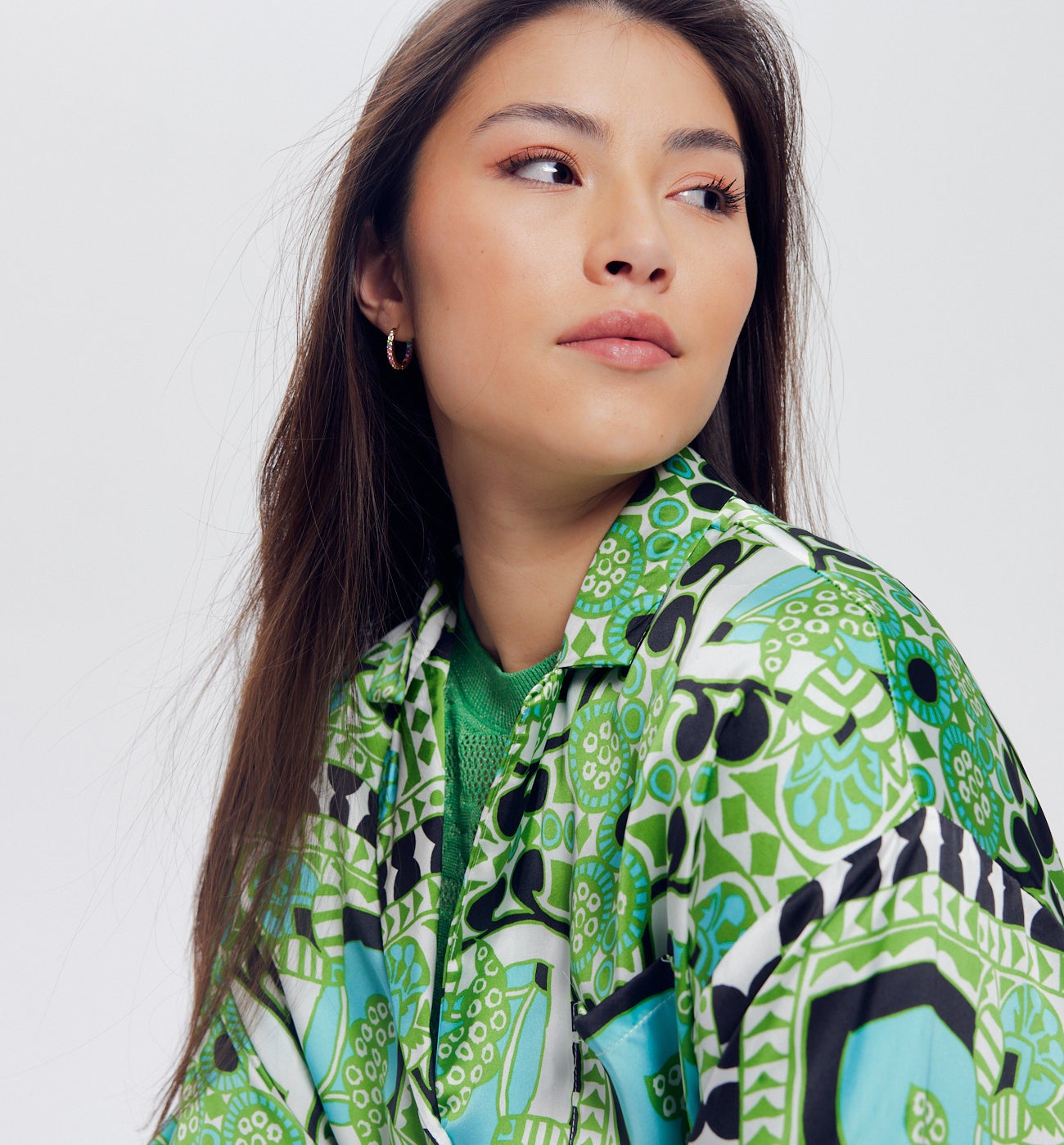 Chemise en satin Femme - Imprimé multicolore