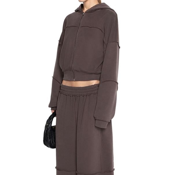 Oonnukal - Set: effen hoodie met rits + wijde broek